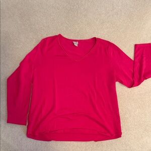 Chico's Hot Pink Long Sleeve V-Neck Top